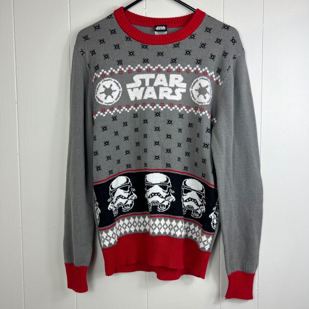 Star Wars Ugly Christmas‎ Sweater Stormtrooper Graphic Knit Mens Small